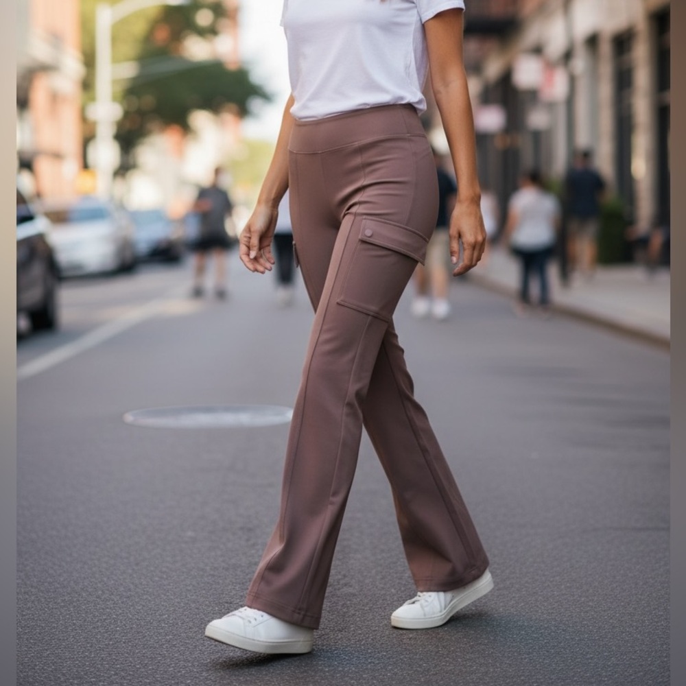 Athleta Delancey Straight Cargo Pant, Rustic Beige Brown Pants Active Work SP